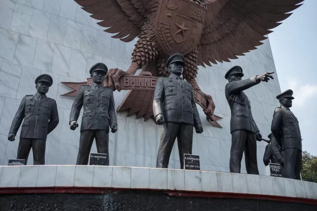 Patung Pahlawan Revolusi yang gugur dalam peristiwa G30S PKI 1965 di Monumen Pancasila Sakti. (Dinas Kebudayaan Jakarta )